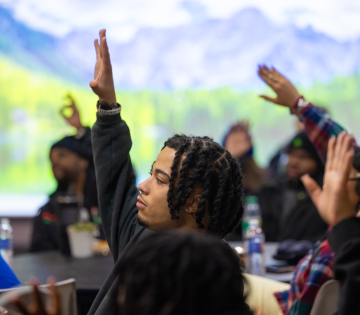 Students raising hands 