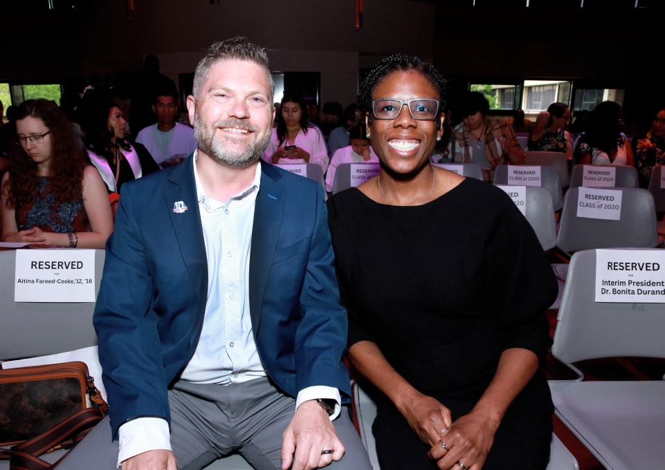 Del Reid with Amitra Wall, Buffalo State interim provost and vice president of academic affairs